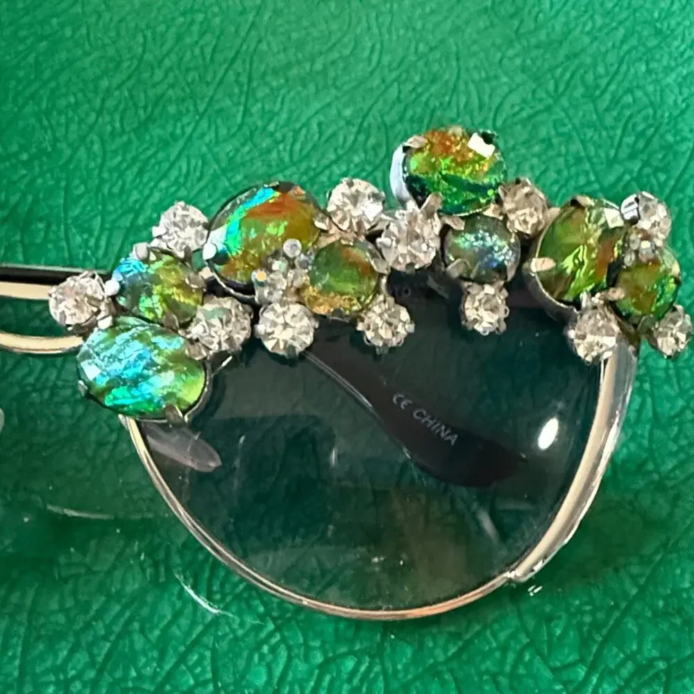 Embellished Green and Silver Festival Sunglasses